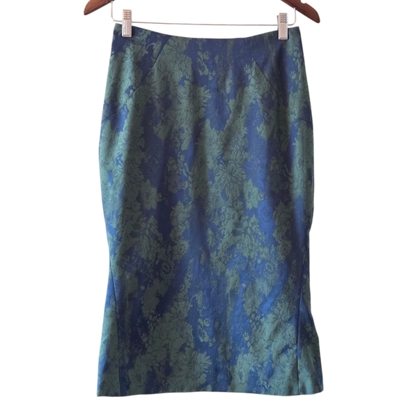 Zac Posen Vintage Jacquard Printed Mermaid Pinup Feminine Knee Skirt Size 4 - Picture 3 of 13